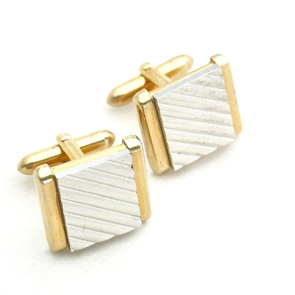 Vintage Swank Two Tone Silver and Gold Tone Cufflinks MCM